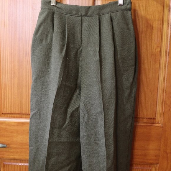 Krivoy Olive Green Wool Blazer Pant Suit Set Vintage Hadesman Style Size 2 - Picture 7 of 16